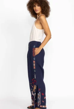 New Johnny Was Zuzu High Slit Linen Pant Ink