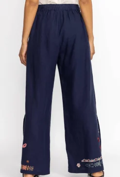 New Johnny Was Zuzu High Slit Linen Pant Ink